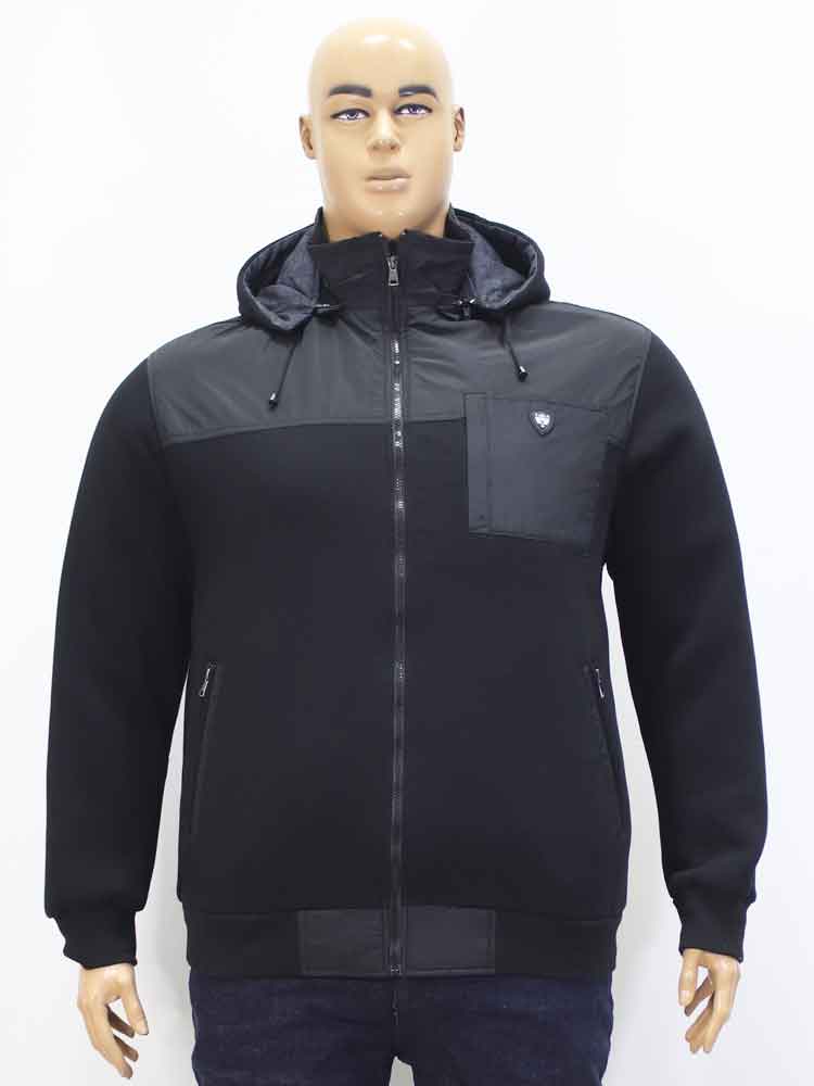 Кофта мужская спортивная из хлопка (тринитка) комбинированная на подкладке с капюшоном большого размера. Магазин «Пышая Дама», Харьков.